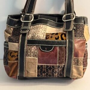 Fossil patchwork shoulder bag